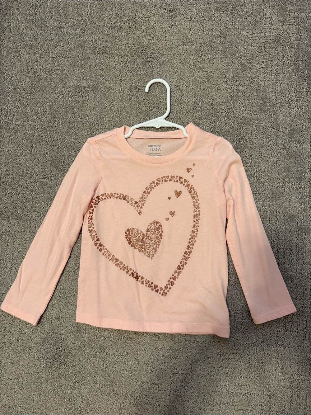 Carter's Girls Long Sleeve Heart Top Size 3T Like New